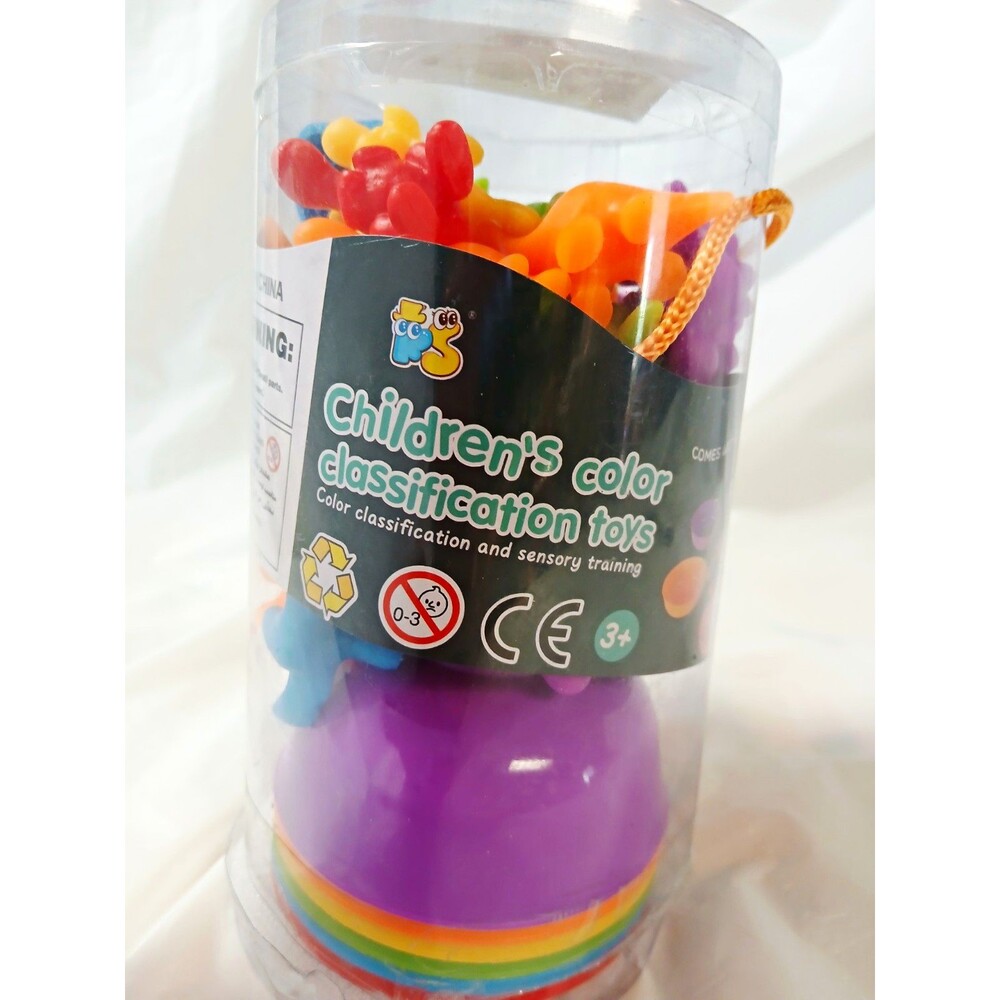 Kids Color Classification Toy Set Multicolor Sorting Bowls Tongs Pieces Ages 3+